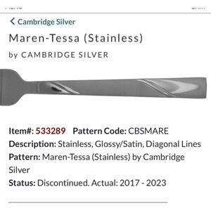 7 Cambridge Silver Maren-Tessa Stainless Steel dinner Fork Glossy Diagonal Lines